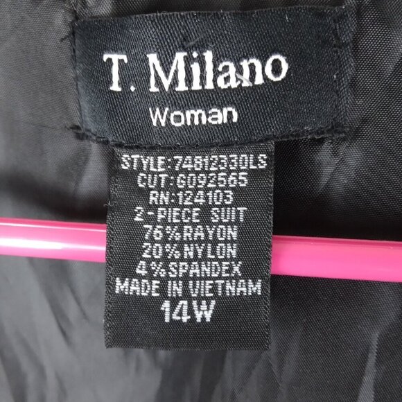 T Milano Black Micro Pleated Triple Lapel Button Up Blazer Sz 14 - Picture 7 of 9